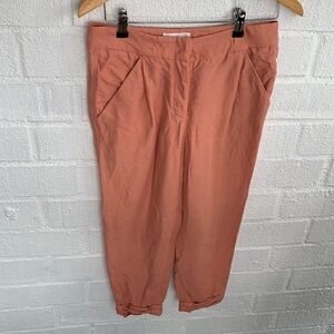 Aritizia Wilfred Linen Coral Trouser Tailored Cuffed Hi-Rise Pants sz 0